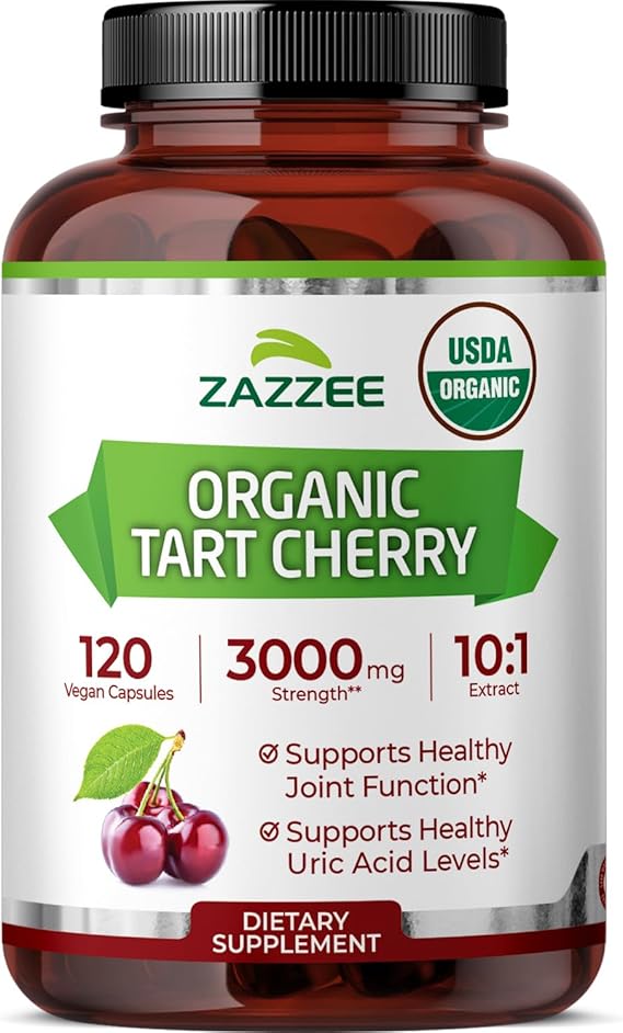 Zazzee USDA Organic Tart Cherry 10:1 Extract, 120 Capsules, 4 Month Supply | Vegan, Montmorency Cherry, Daily Wellness Antioxidant Support, Organic Herbal Supplement, All-Natural, Non-GMO, Made in USA