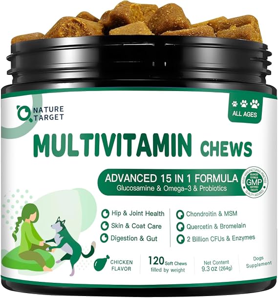 NATURE TARGET Multivitamin for Dogs, 120 Soft Chews, Chicken Flavor