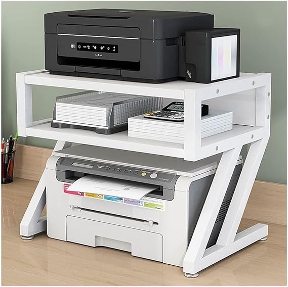 Printer Table Home Printer Stand Desktop Steel Frame Printer Shelf Printer Table Multi-purpose Desk Organizer Storage Shelf For Fax Machine Easy to use