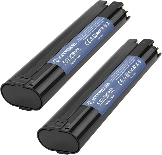 Exmate 3500mAh 9.6V Battery Replacement for Makita 9000 9033 9600 193890-9 192696-2 632007-4 6096D 6093D DA391D 6095D 5090D 4390D 6012HD 5090D 8402VD ML902 High Capacity Battery 2Pack