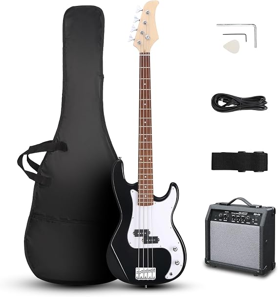 Ktaxon Full Size Electric Guitar 4 String Bass Guitar Kit (Black)
