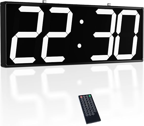 CHKOSDA Digital Wall Clock with Double Sided Display, Large LED Clock with Timer,Alarm,Temperature and Date,Two Faced Hanging Digital Clock Large Display for Multiple Public Places (White)