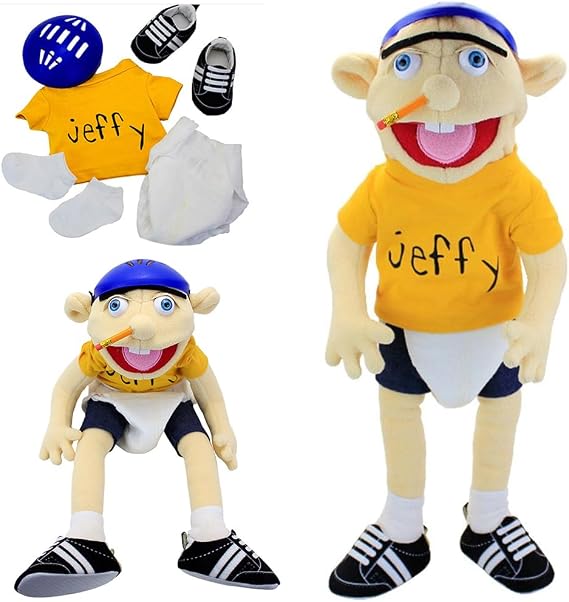 Jeffy Puppet Plush Toy Doll, 60 cm Jeffy Hand Puppet with Working Mouth, Mischievous Funny Puppets Toy, Soft Hand Puppets for Kids Play House Birthday Christmas Halloween Party Gift (Yellow)
