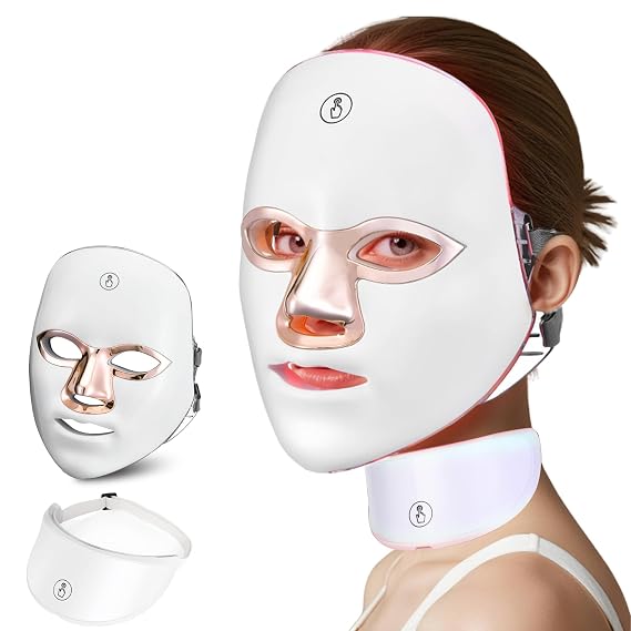 LED Face Mask for Wrinkles, Red Light Therapy for Face, Cordless NIR Red Light Therapy Mask with 7 Light Modes, 426 LEDs Rechargeable for Glowing Skin at Home