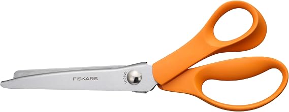 Fiskars 8" Orange-Handled Pinking Shears for Fabric Cutting & Sewing