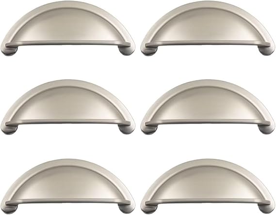 6pcs Drawer Knobs Handles Cabinet Knobs Drawer Pulls Cabinet Door Simple Cabinet Hardware for Kitchen Cabinets Wardrobes(Nickel Brushed)