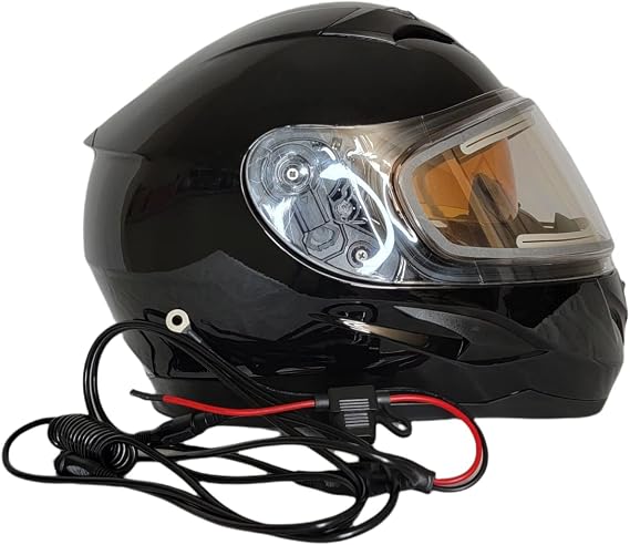 VEGA Helmets V-Star Snowmobile Helmet with Electric Heated Shield (9ft Silver Coated Heavy Duty RCA Jack Cord, Breath Deflector, Thin Balaclava Included)