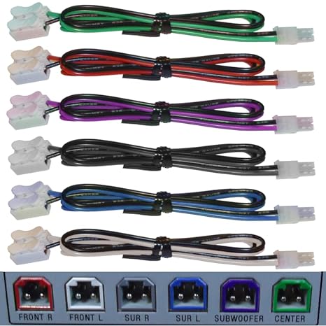 6 Home Theater Speaker Cables for Sony Samsung Etc / 4.2mm Connectors/Includes Tool-Free Wire Crimp Splices.
