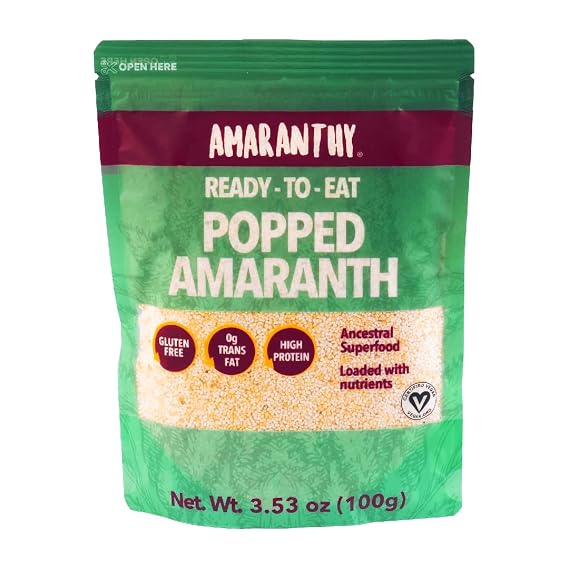 Amaranthy Ready-to-eat Popped Amaranth Bag (3.53 oz) - High Protein Grain - Low Calorie - Vegan (1. Popped Bag 3.5 oz.)