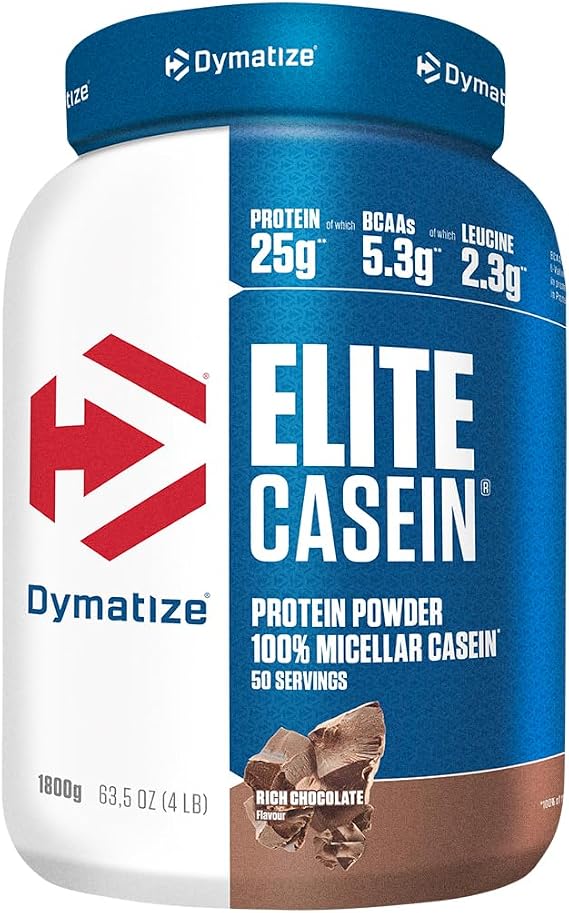 Dymatize Elite Casein Protein Powder Rich Chocolate 1800g – Slow-Release Casein with BCAAs