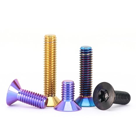 GR5 (Ti-6Al-4V) Titanium Alloy Countersunk Screws Flat Head Titanium Alloy Bolts 4 Pack M4 M5 M6 M8 (Burnt Blue, M8x20mm=4pcs)