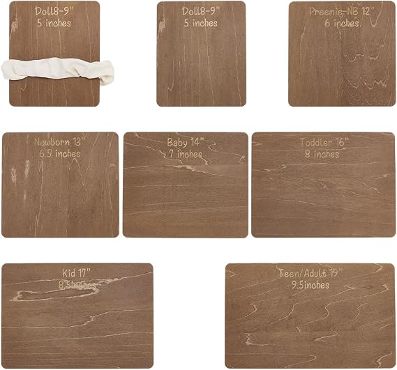 FINGERINSPIRE 7 Pcs Wooden Head Band Hair Bow Size Guide Measuring Boards | 7 Size Camel Color Rectangle Headwraps Size Guide Measuring Templates Bow Tie Boards for Woman Hair Bows Gift Bows DIY