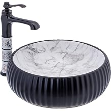 İSAOĞLU YAPI Çanak Lavabo, Siyah Mermer Desen, Seramik, 40x40 cm