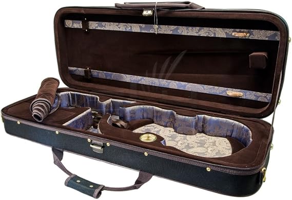 Paititi 16.5 inch Professional Oblong Shape Lighweight Viola Hard Case with Hygrometer Black/Brown