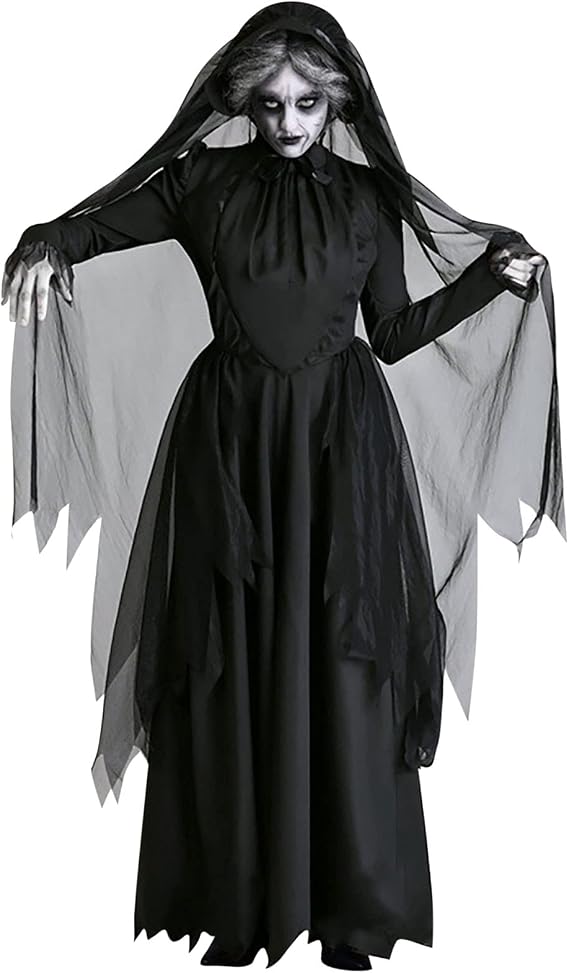 tuduoms Women's Halloween Corpse Bride Costumes Zombie Cosplay Fancy Party Dress for Women Witch Vampire Costume Ghost Outfit