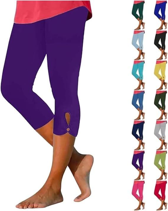Tatumaie Capris Leggings for Women Summer Dressy Cropped High Waist Yoga Pants Stretchy Leggings Workout Compression Pants