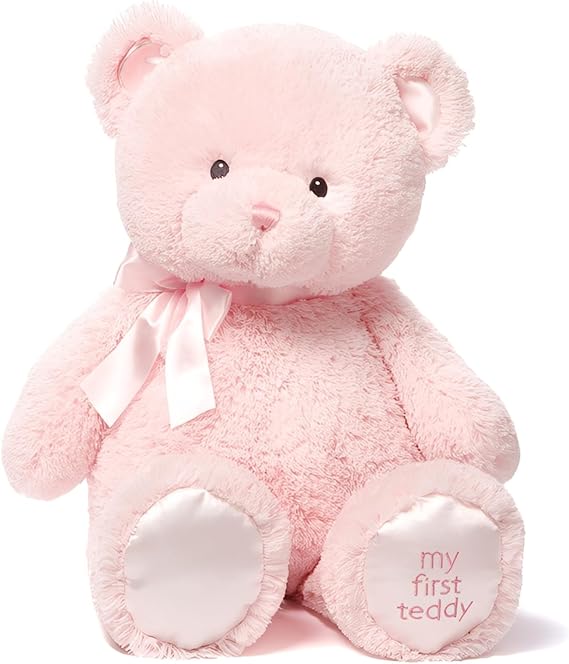 Pink Teddy Bear, Soft Plush Stuffed Animal, Cuddly Companion for Adults, for Birthdays and Holidays, 28 cm Fluffy Teddy