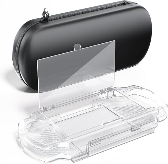 EVA Hard Storage Case for PSP 2000/3000, Portable Travel Carrying Bag with Transparent Protector Shell, Anti-Shock Interior, Wrist Strap & Double Zipper Design