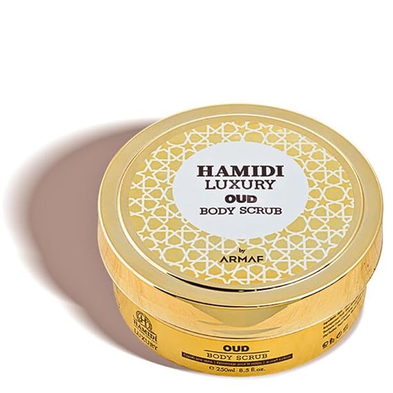 Hamidi Luxury Oud Body Scrub For Women 250ML (8.4 OZ) Exfoliating Body Scrub For Soft And Smooth Skin, Made With Naturally Derived Ingredients For Gentle, Effective And Radiant Skin Care
