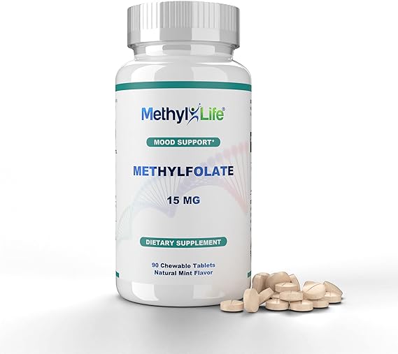 Methyl-Life L-Methylfolate 15 mg for Women & Men Active Folate Supplement with ultrapure Cerebrofolate (L-5-MTHF Calcium) High Bioavailability B9 Support Tasty Chewable Tablets | 90 Count