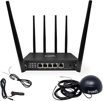 TravlFi Journey XTR LTE WiFi Router 12V Bundle w/External Antenna | RV Internet with Multiple Networks, Pay As You Go and No Contracts | Internet for Motorhomes and Camper Trailers