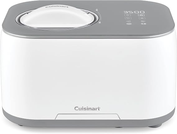 Cuisinart Ice Cream Maker Machine, Automatic, No Pre-Freezing, 1-Qt | Ice cream machine and frozen yogurt machine with Freeze Ease technology, presets, and a compact countertop design, ICE-90