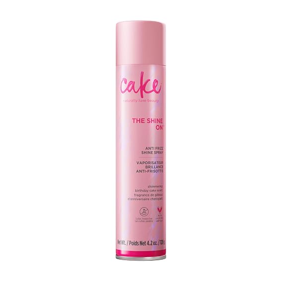 Cake Beauty Lustrous Shine Anti Frizz Shine Spray, 4.2 oz | Humidity Blocking Shine Spray - Safflower, Almond, Moringa & Argan Oil - All Hair Types - Smooth Finish - Vegan, Sulfate Free