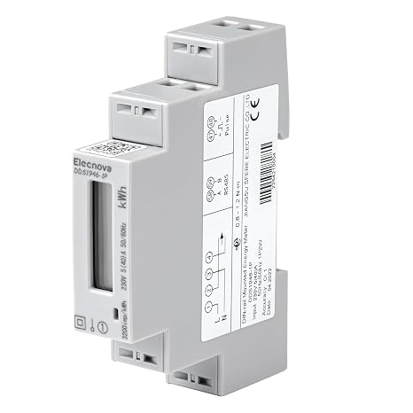 Single Phase 2 Wire Energy Meter Din Rail Electricity Usage Monitor, 5(40) A 230V 60Hz Volt Meter Ammeter Watt Kwh Frequency Power Meter, DDS1946-1P