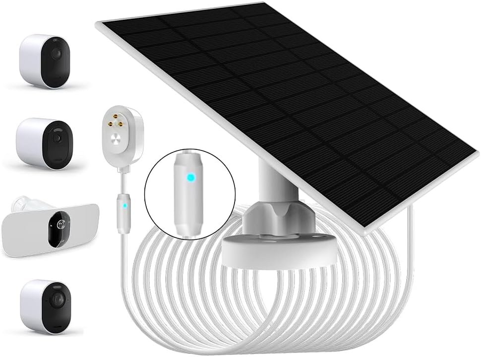 6W/5V Solar Panel Compatible with Arlo Ultra, Ultra2/2XL, Pro3/4/4X/5, GO2, Floodlight Cameras, Weather Resistant, Easy Install，IP66 Waterproof，4m Charging Cable