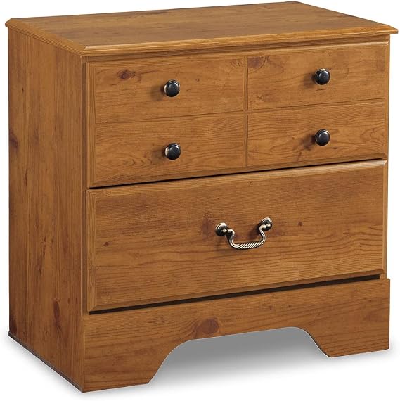 Signature Design by Ashley Bittersweet Traditional Replicated Pine 2 Drawer Nightstand, Light Brown