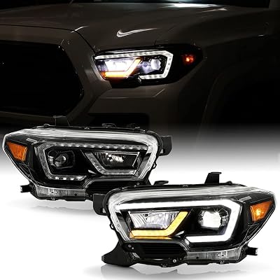 ACANII - For 2016-2022 Toyota Tacoma SR SR5 [Full LED Function] Black LED Tube Signal Projector Headlights LeftRight