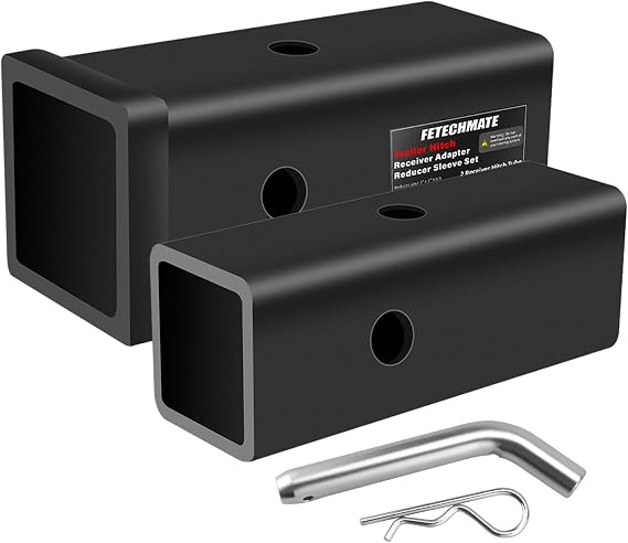 3" 2.5" 2" Receiver Hitch Adapter Heavy Duty Carbon Steel Hitch Reducer Sleeve Set, Multi-Size Extender Trailer Hitch Receiver for Towing Accessories By Fetechmate, 3" to 2.5"/2", 2.5" to 2" Reducers