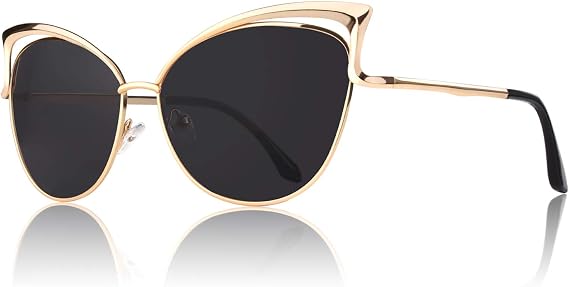 GQUEEN Trendy Oversized Sunglasses Womens Polarized Cat Eye Shades UV400 | Adjustable Nose Pads,Retro Style,Mirrored Sun Glasses,Reduce Glare,Driving,Shopping,Running,Travelling