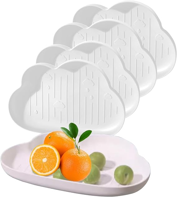 5PCS Cloud Shape Snack Dish Candy Fruit Plates Food Serving Dish Jewelry Tray Dish for Ring Key Trinket, Cute Irreqular Shap Serving Plate for Home (White)