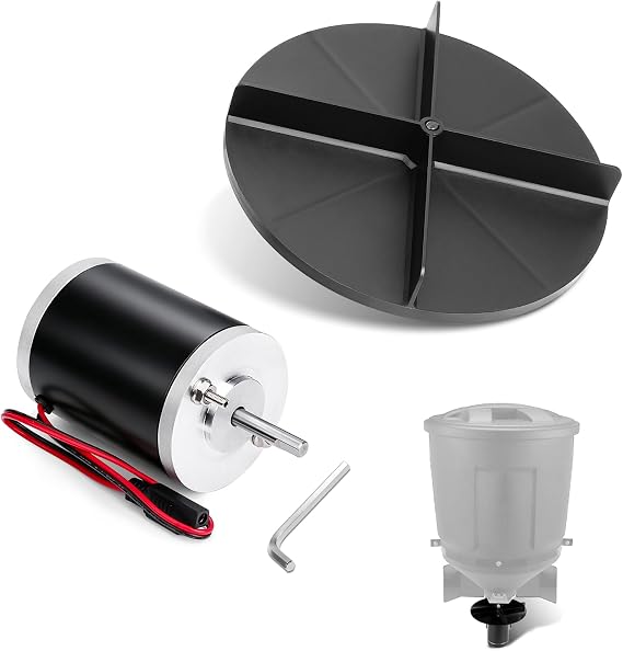 12V Salt Spreader Motor and 8" Spinner Disk Kit Compatible with Buyers SaltDogg 3000966 3013824, ATVS15A UTVS16 ATVS15 Tailgate Spreader, 18W 900RPM 2.5A for Snow/Ice Winter Salting