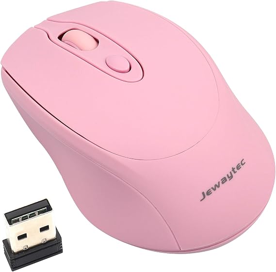 Mute Wireless Mouse 2.4GHz with USB Receiver for Notebook, PC, Laptop, Computer (Pink)