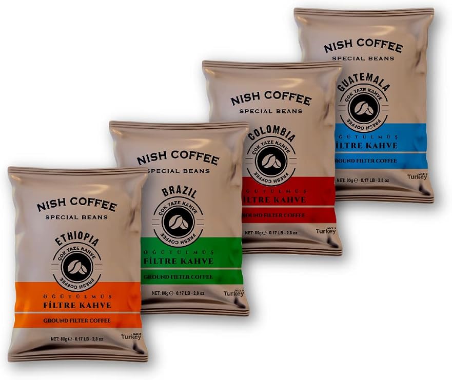 Nish Filtre Kahve 4'lü Tadım Seti (4x80 Gr) - (Colombia-Guatemala-Brazil-Ethiopia)
