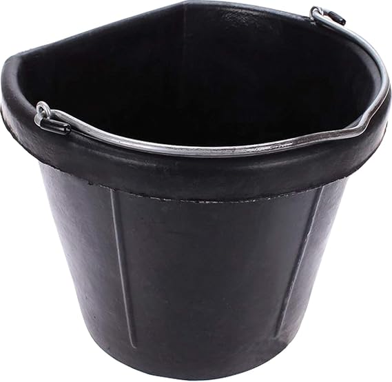 Fortiflex Flat Back Feed Bucket for Horses, 20-Quart, Black