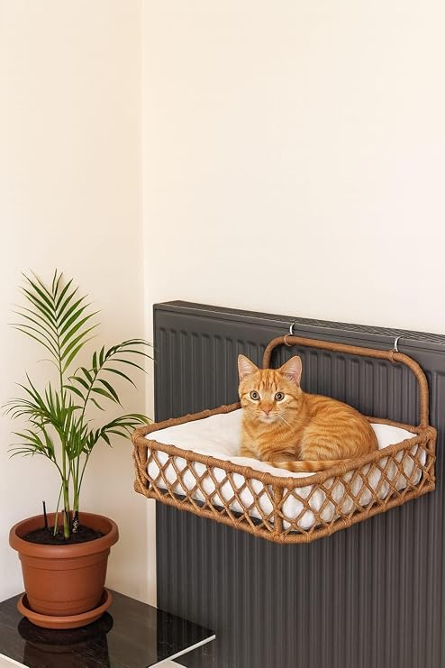 Kedi Kalorifer Yatağı Dekoratif Tasarım (KAHVERENGİ)