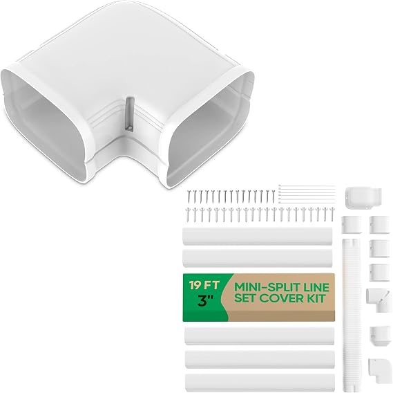 3" Flat Elbow & 3" 19Ft Mini Split Line Set Cover