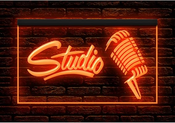 140047 Studio Recording On Air Live Room Home Decor Display LED Light Neon Sign (16" X 12", Orange)