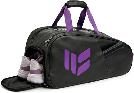 Smartway 40L Pickleball Bag, PU Backpack Duffel for 6 Racket, Gym & Travel