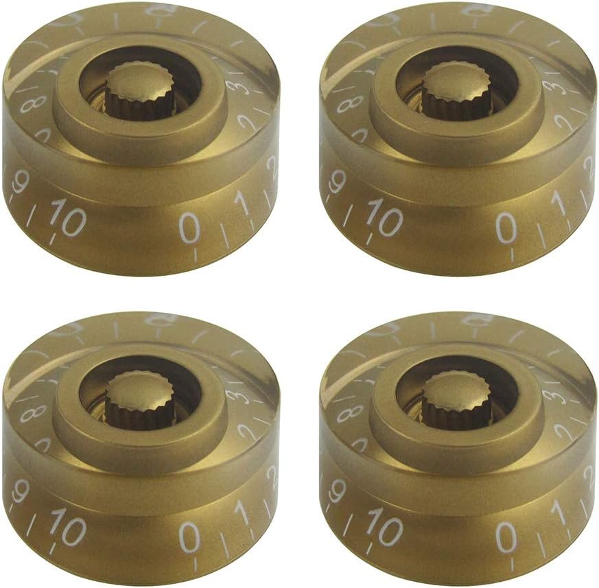 FLEOR 4pcs Golden Guitar Knobs Top Hat Volume Tone Speed Control Knob for Electric Guitar Parts