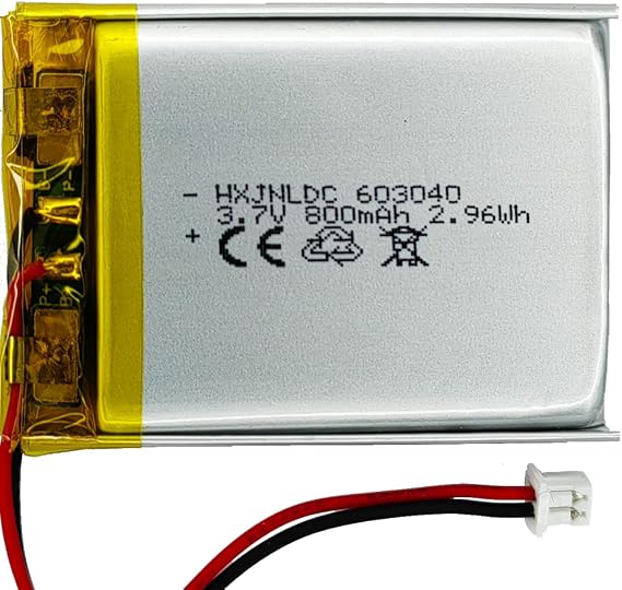 DC 3.7V 800mAh 603040 Rechargeable Lithium Polymer Replacement Battery for DIY 3.7-5V Electronic Products with Built-in 2-Wire Battery Replacement