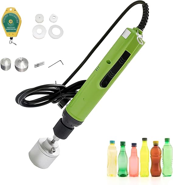 Electric Bottle Capping Machine, 900RPM Handheld Bottle Capper Sealer with 4 Silicone Pad, Torque Range 3-30 Kgf.cm, Automatic Bottles Sealing Tool for 10-50mm Bottles Cap