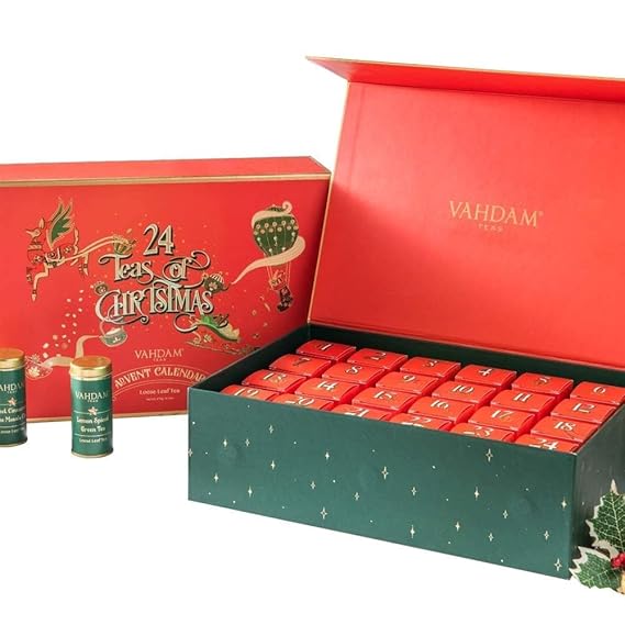 VAHDAM, Advent Calendar 2026 (500g/17.63oz) 24 Unique Loose Leaf Tea - Exclusive Holiday Tea Gift Sets | Christmas Advent Calendar 2026 for Adults | Advent Calendar 2026 Adult Women & Men