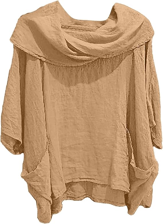 Women Fashion Solid Casual Pleated Blouse with A Three Quarter Cuff Summer Shirts