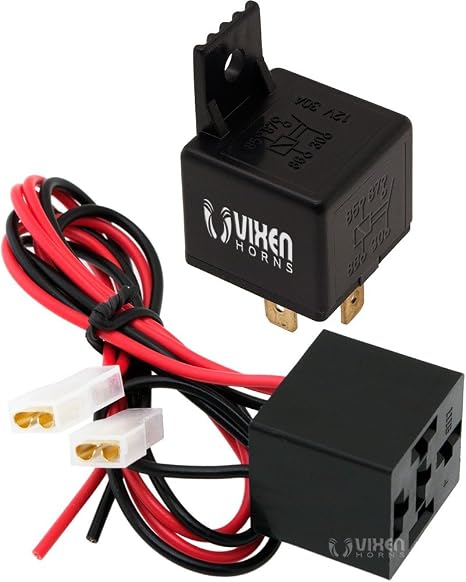 Vixen Horns 4-PIN Horn Relay 30A/12V with 4-PIN Pre-Wired Quick Connect Relay Plug/Socket VXK7801