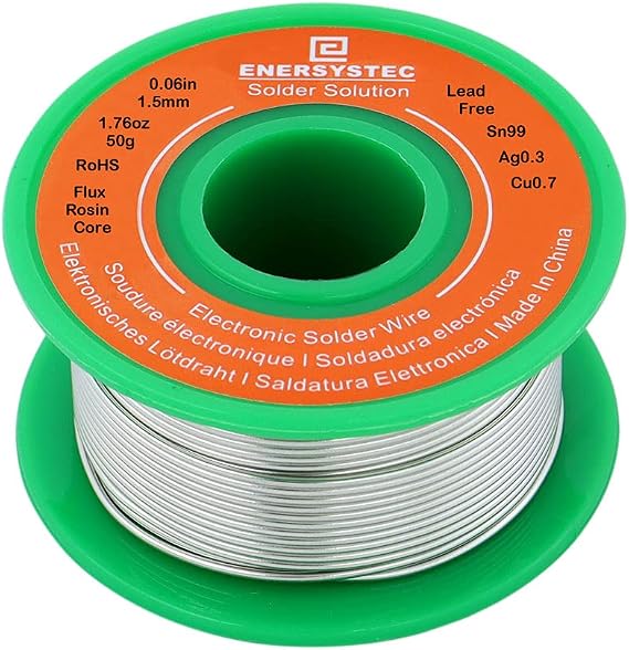 1.5mm Electronic Solder Wire Lead Free Rosin Flux Core Diameter 0.06in Large Size Solder Wire Gauge 1.76oz 50g Sn99 Ag0.3 Cu0.7 Flow Electric Soldering Unleaded PB Free