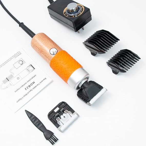 zalati Carpet Clippers Tufting Trimmer Kit Carpet Washer Sweeper 2pcs Limit Comb 6 Gears Adjustable Speed/Low Noise for Tufting Making DIY Rug & Crafts - 200W, Wood Handle